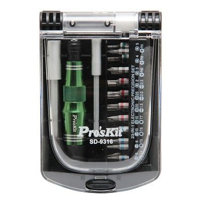 Набор из отвертки, удлинителя и 20 прецизионных бит  для работы с электронными устройствами ProsKit 