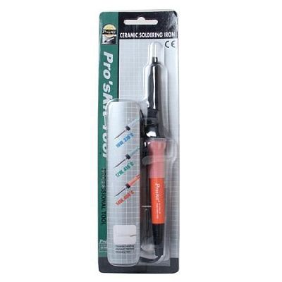 Керамический паяльник (АС 220-240В, 14Вт, оранжевая ручка) ProsKit SI-130B-25