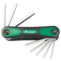 Раскладной набор  шестигранных ключей - 8 шт. (1.5,2,2.5,3,4,5,6,8мм)  с нескользящим корпусом ProsK