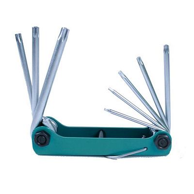 Раскладной набор шестигранных антивандальных ключей - 8 шт. (T9H,T10H,T15H,T20H,T25H, T27H,T30H,T40H