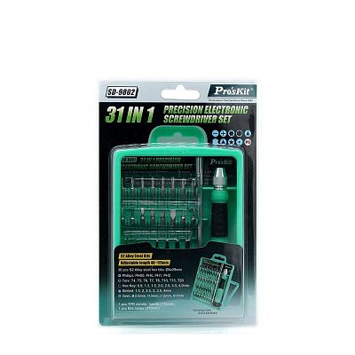 Отвертка с набором бит (30шт), которые предназначены для точных работ с электроникой ProsKit SD-9802 Отвертка с набором бит (30шт), которые предназначены для точных работ с электроникой ProsKit SD-9802