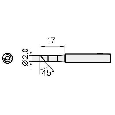 Паяльное жало, скос, 2мм (вн.д.4мм, вн.д.6,3мм) ProsKit 5SI-216N-2C