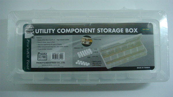 Футляр со множеством отделений для хранения электронных компонентов (260x115x43.5мм). ProsKit 203-13