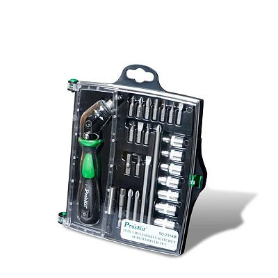 Реверсионная отвертка-трещотка с набором насадок 25 в 1 ProsKit SD-2314M