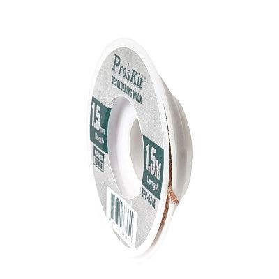 Медная плетеная лента для удаления припоя, 1,5мм, 1,5м ProsKit 8PK-031A